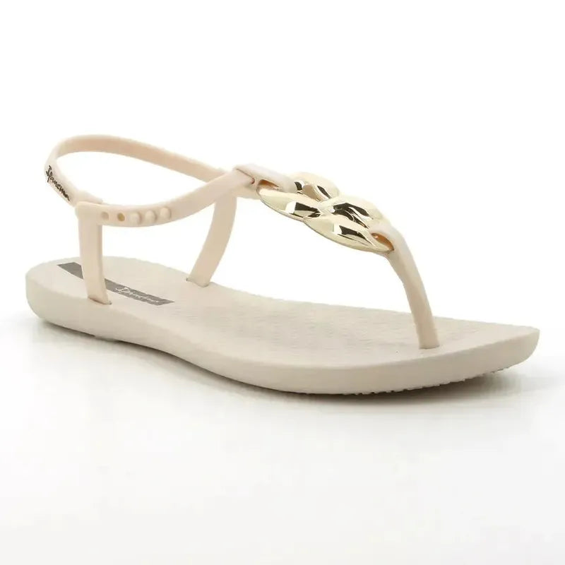 Ipanema Slingback Sandal With Trim - Beige White