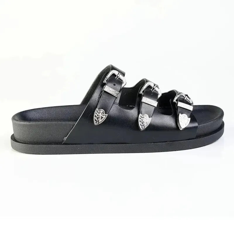 Madison 3 Buckle Sandal - Black