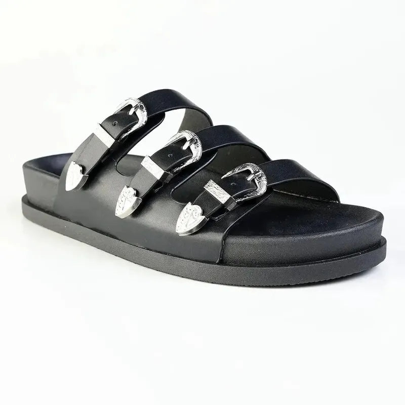 Madison 3 Buckle Sandal - Black