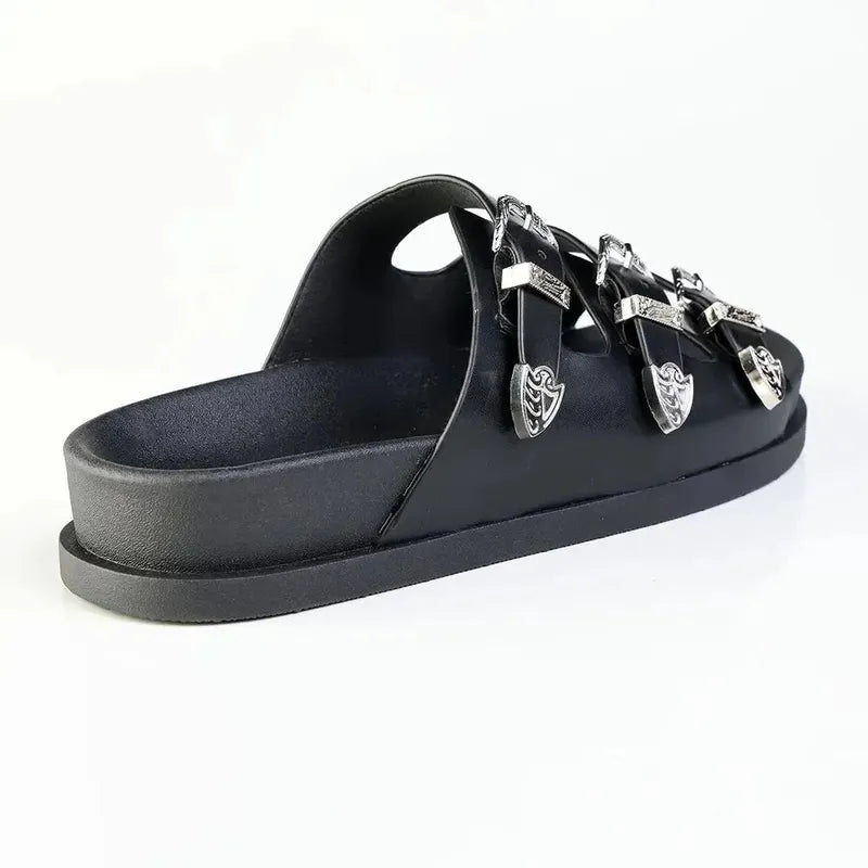 Madison 3 Buckle Sandal - Black