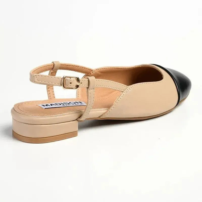 Madison Bluma 3 Low Toe Cap Slingback Pump - Black / Nude