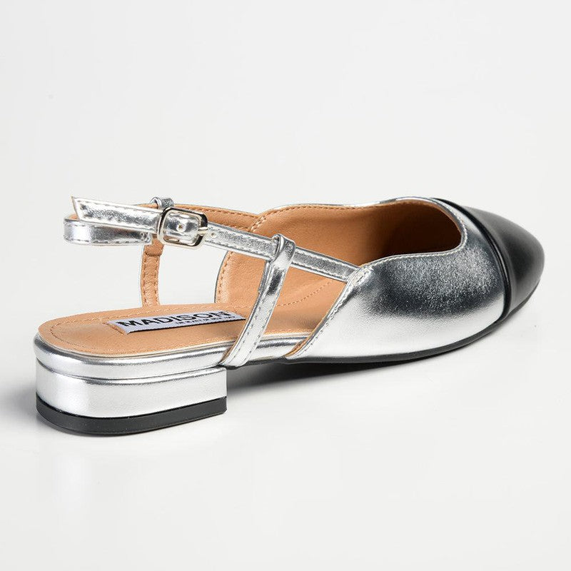 Madison Bluma 3 Toe Cap Slingback Pump - Black / Silver-Madison Heart of New York-Buy shoes online