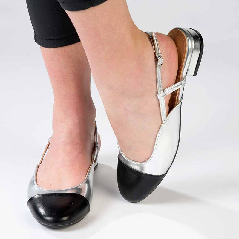 Madison Bluma 3 Toe Cap Slingback Pump - Black / Silver-Madison Heart of New York-Buy shoes online