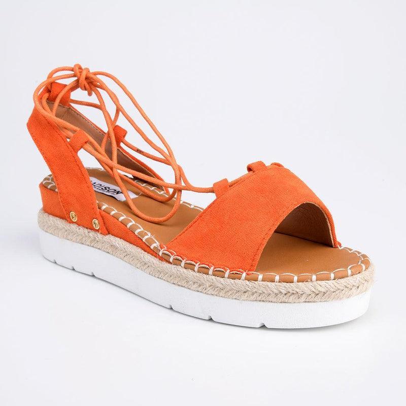 Madison Calli Ankle Wrap Wedge Sandal - Orange-Madison Heart of New York-Buy shoes online