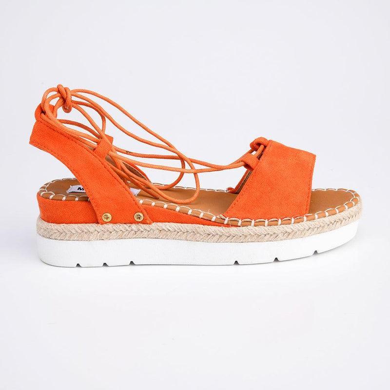 Madison Calli Ankle Wrap Wedge Sandal - Orange-Madison Heart of New York-Buy shoes online