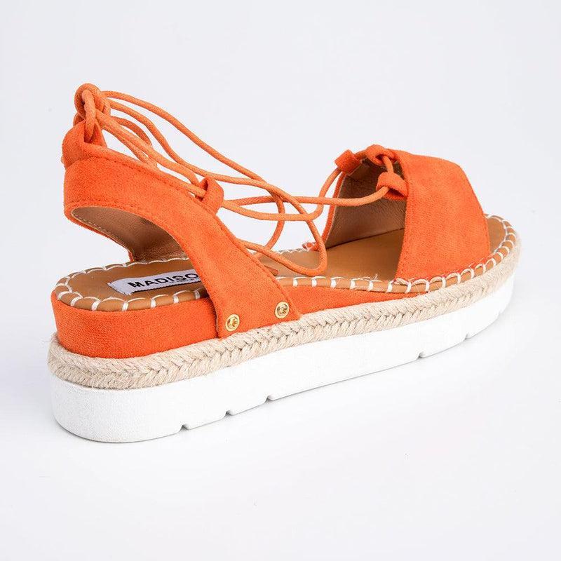 Madison Calli Ankle Wrap Wedge Sandal - Orange-Madison Heart of New York-Buy shoes online