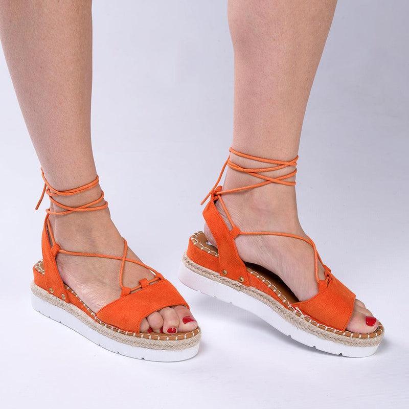 Madison Calli Ankle Wrap Wedge Sandal - Orange-Madison Heart of New York-Buy shoes online