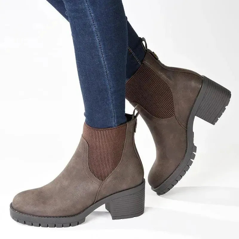 Madison Ella 2 Ribbed Gusset Ankle Boot - Chocolate