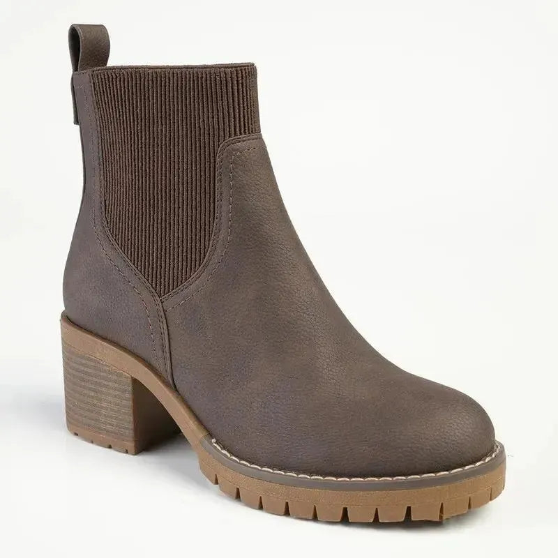 Madison Ella 2 Ribbed Gusset Ankle Boot - Chocolate
