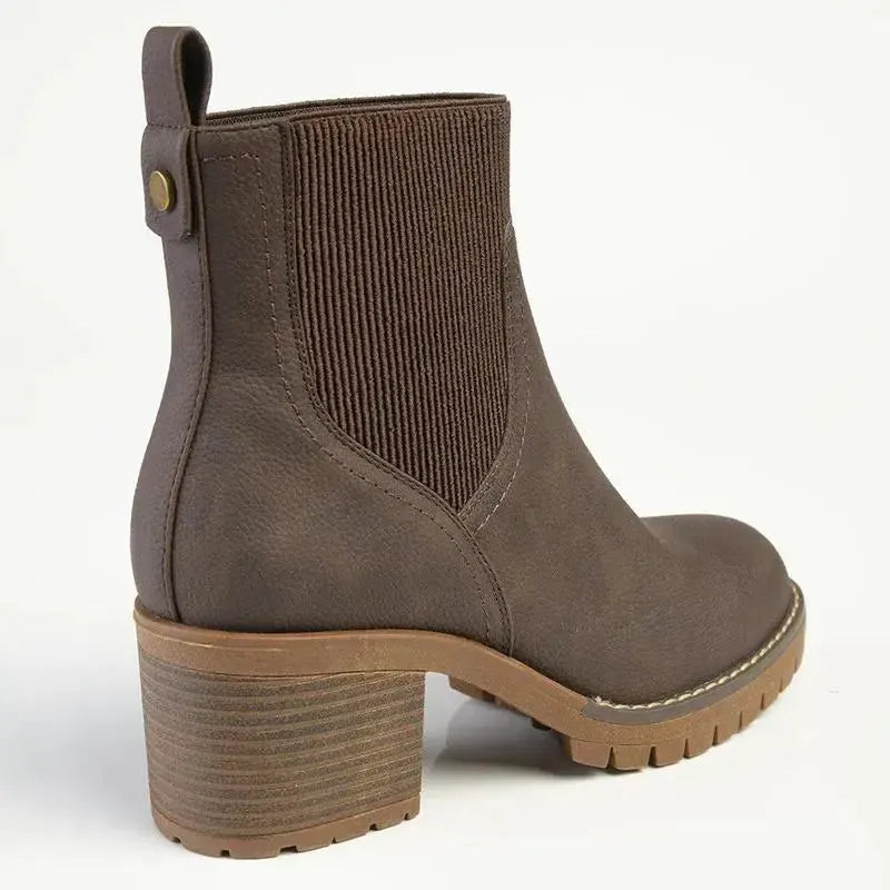 Madison Ella 2 Ribbed Gusset Ankle Boot - Chocolate
