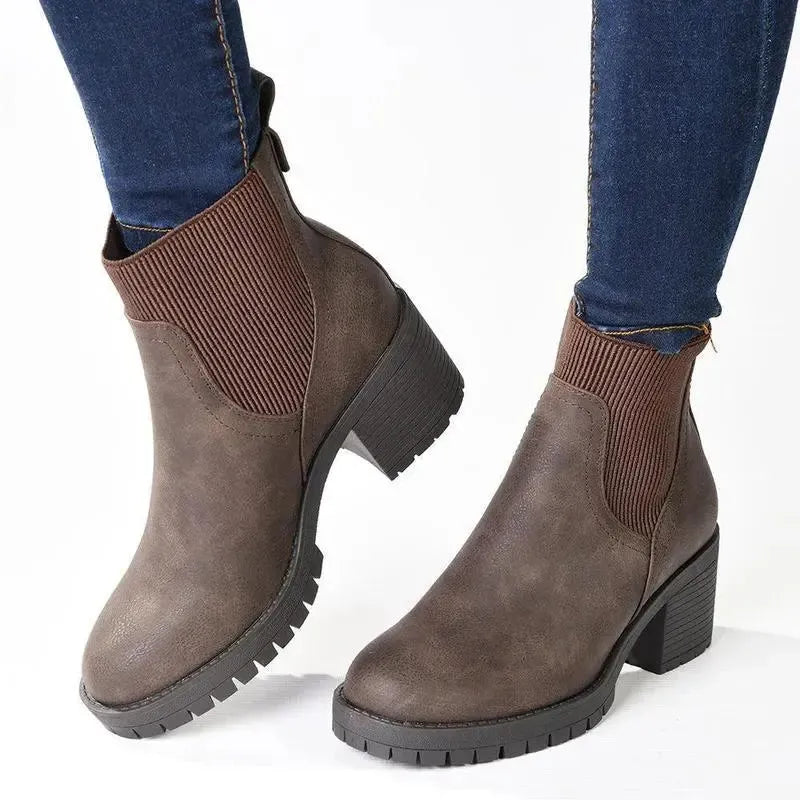 Madison Ella 2 Ribbed Gusset Ankle Boot - Chocolate