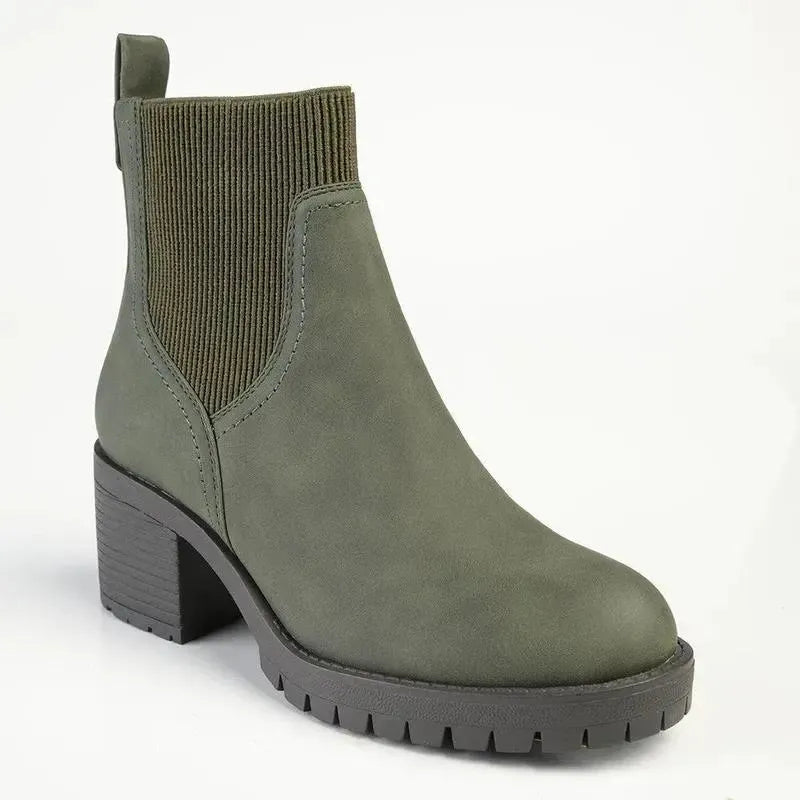 Madison Ella 2 Ribbed Gusset Ankle Boot - Khaki