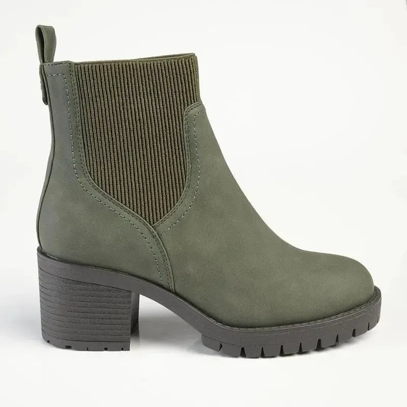 Madison Ella 2 Ribbed Gusset Ankle Boot - Khaki