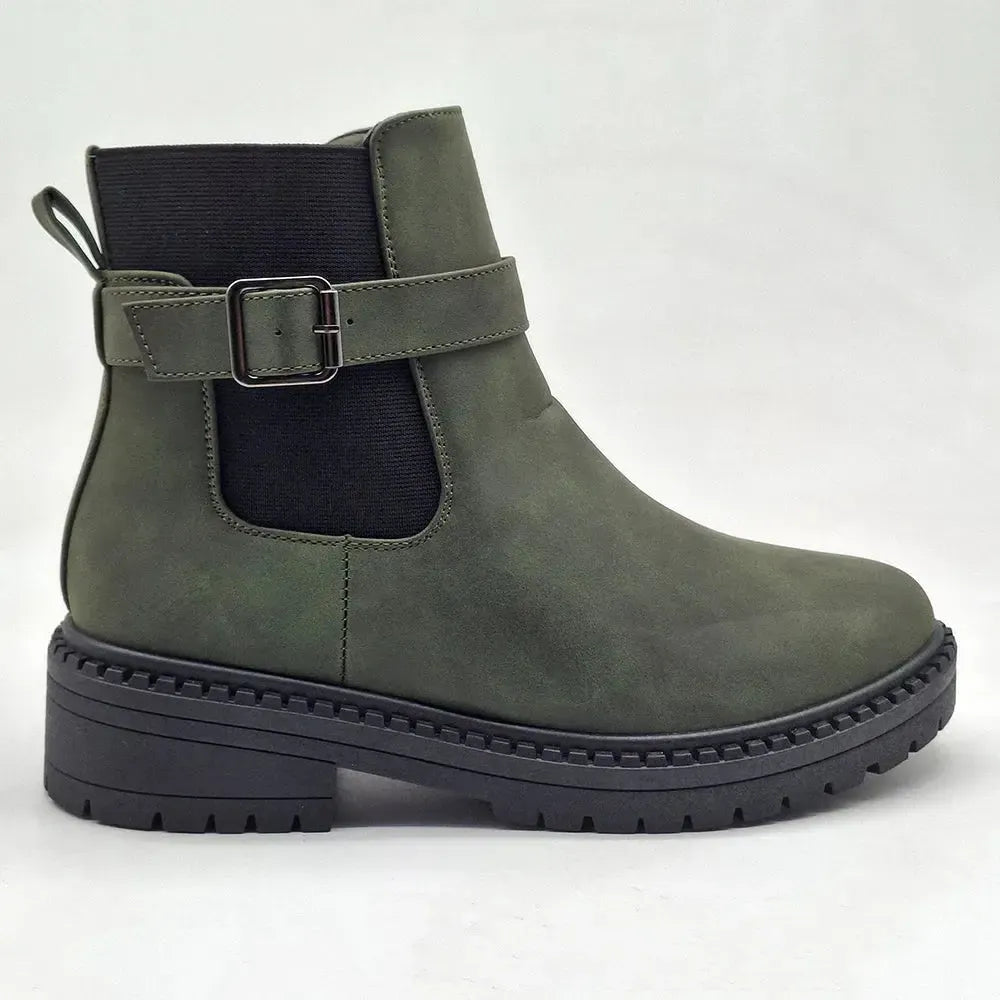 Madison Fashion Gusset Boot - Olive