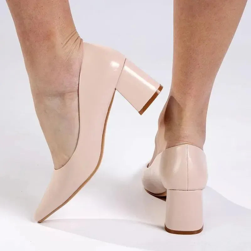 Madison Ginger Block Heel Court - Nude