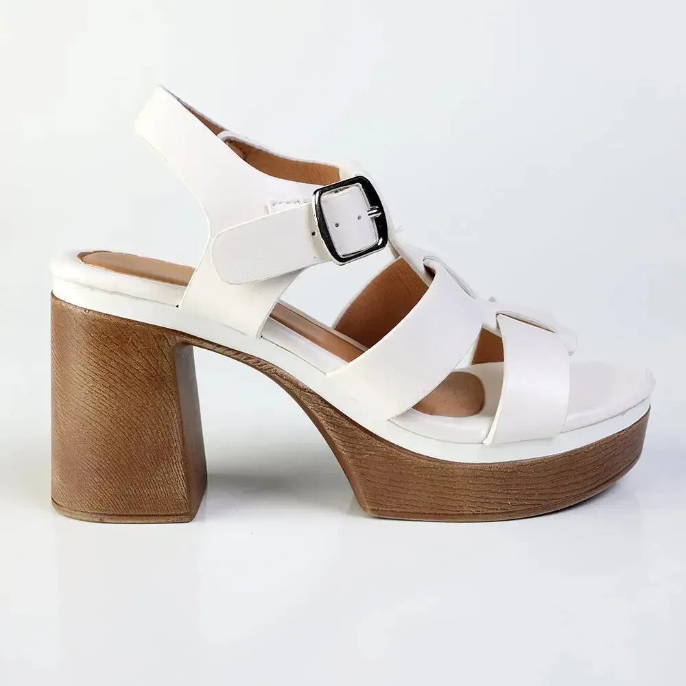 Madison HI Platform Clog - White