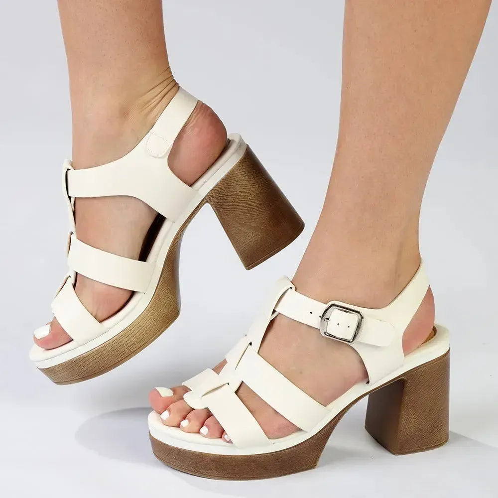 Madison HI Platform Clog - White