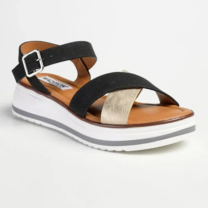 Madison Jacklynn Sandal - Black/Gold