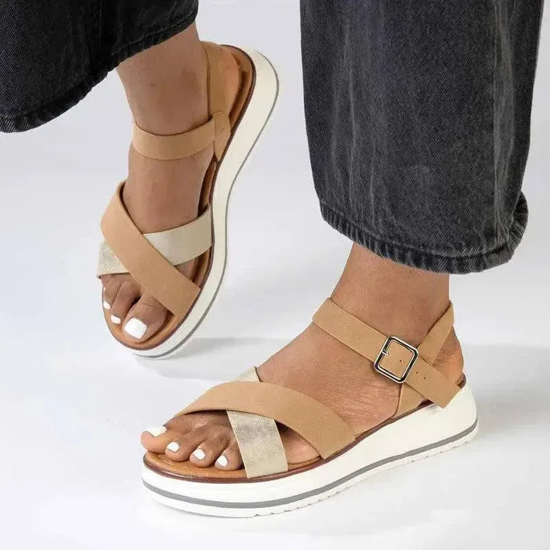 Madison Jacklynn Sandal - Camel/Gold