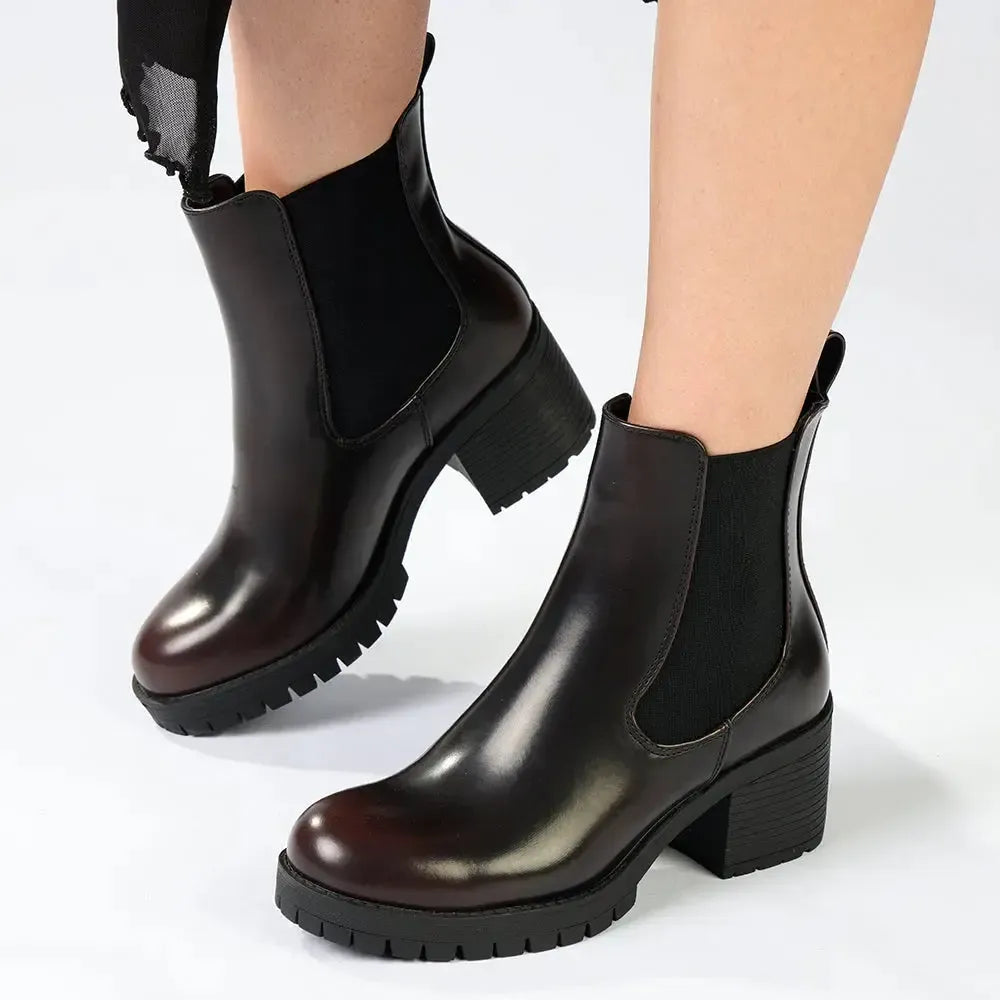 Madison Jolinda 2 Block Heel Chelsea Boot - Wine