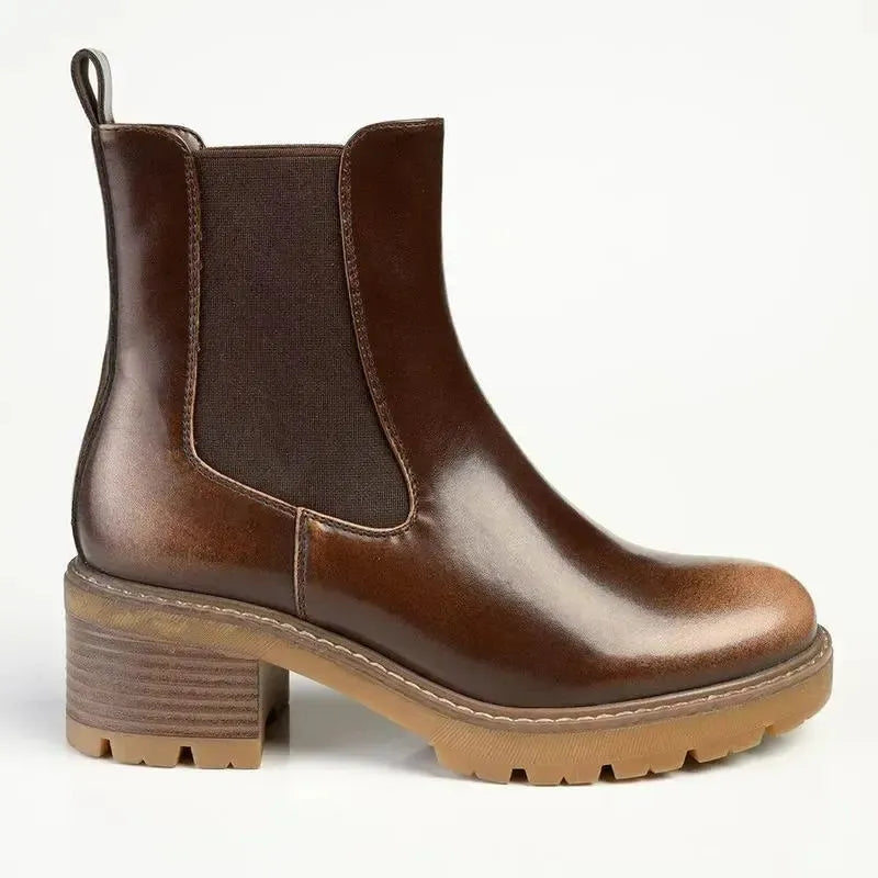 Madison Jolinda Block Heel Chelsea Boot - Brown