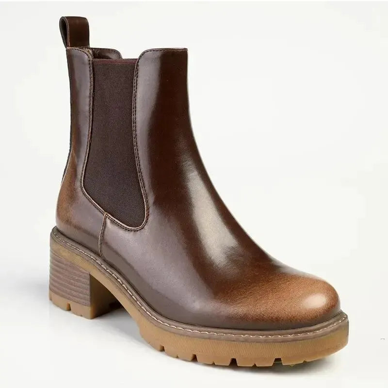 Madison Jolinda Block Heel Chelsea Boot - Brown