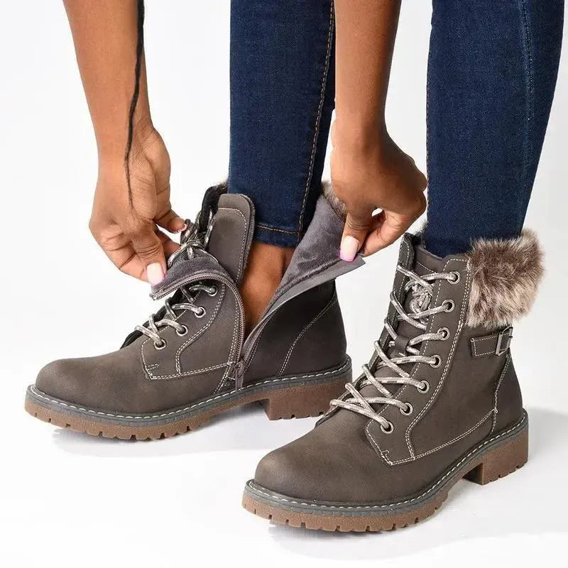 Madison Jordan Fur Collar Boot - Charcoal