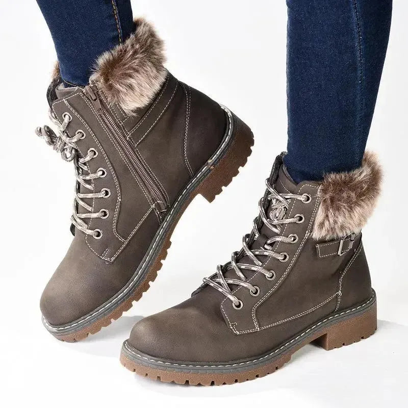 Madison Jordan Fur Collar Boot - Charcoal