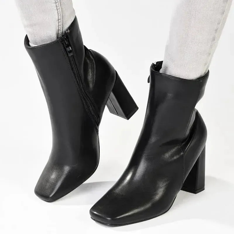 Madison Joy Block Heel Ankle Boot - Black