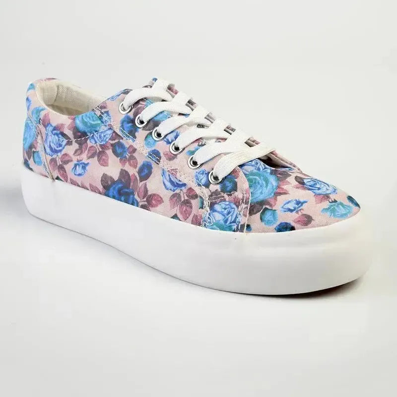 Madison Ladies Platform Floral 1 Sneaker - Pink Floral
