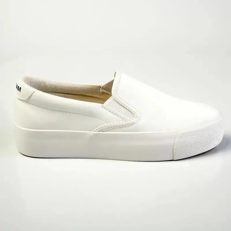 Madison Ladies Platform Slip On Sneaker - White