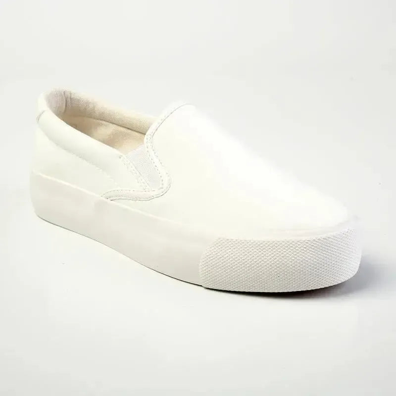 Madison Ladies Platform Slip On Sneaker - White