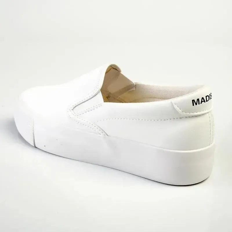 Madison Ladies Platform Slip On Sneaker - White