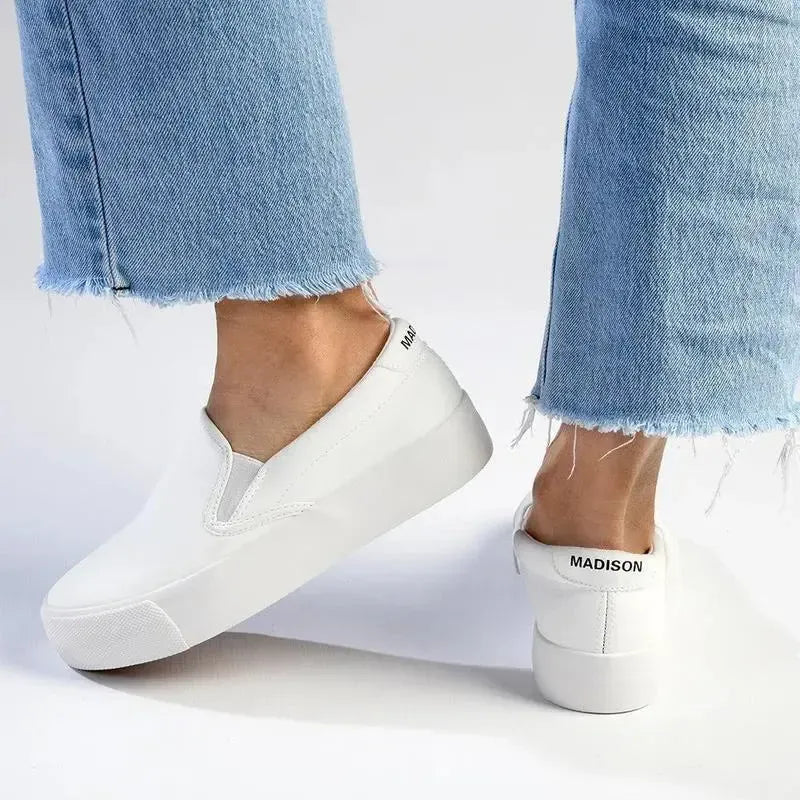Madison Ladies Platform Slip On Sneaker - White