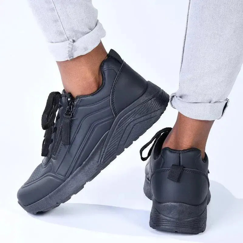 Madison Ladies Zip Sneaker - Black Mono