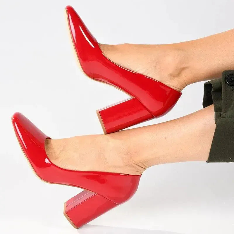 Madison Louise Block Heel - Dark Red