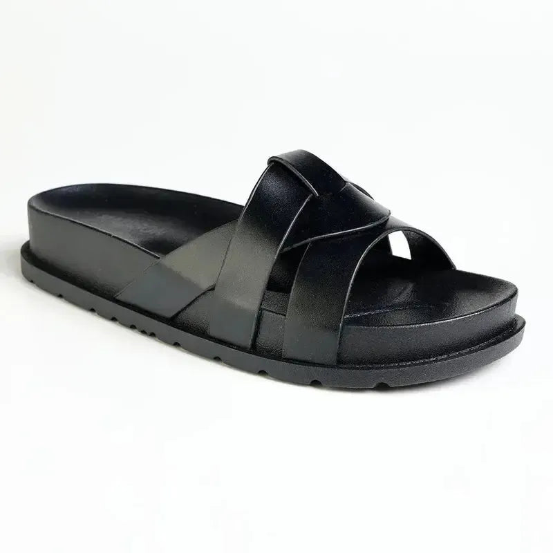 Madison Meadow Crossed Strap Sandal - Black