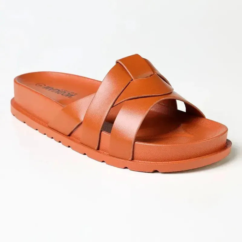 Madison Meadow Crossed Strap Sandal - Tan