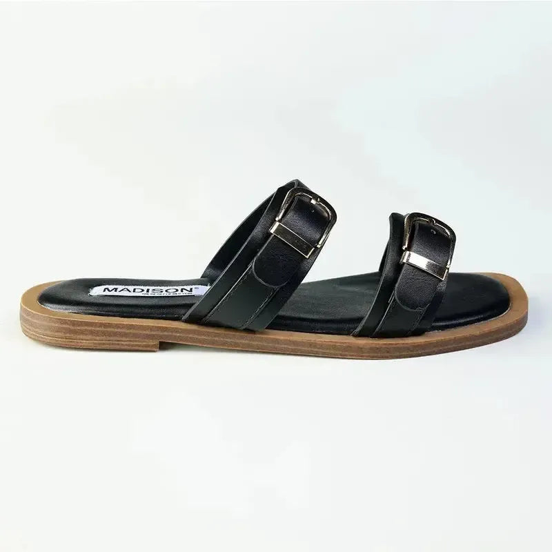 Madison Mikayla Flat Sandal - Black