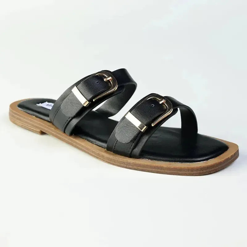 Madison Mikayla Flat Sandal - Black