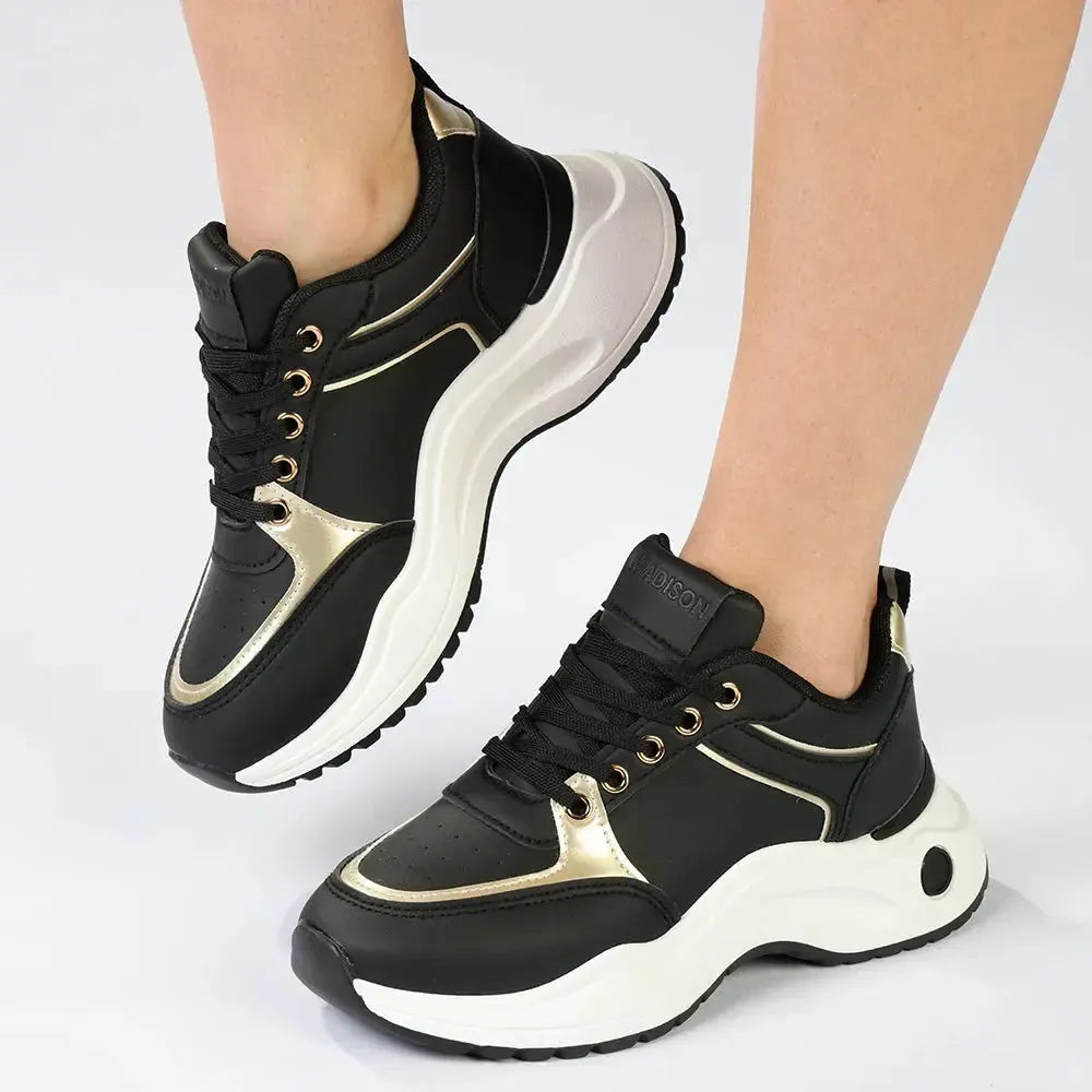 Madison Morgan Sneaker - Black/Gold