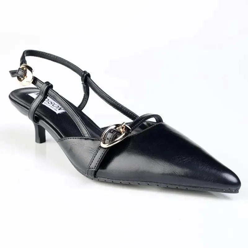 Madison Nadine Fancy Kitten Heel - Black