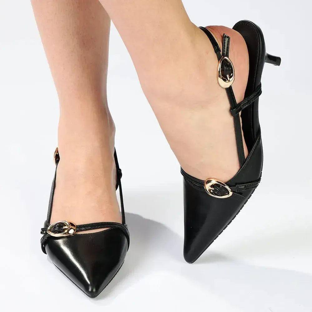 Madison Nadine Fancy Kitten Heel - Black