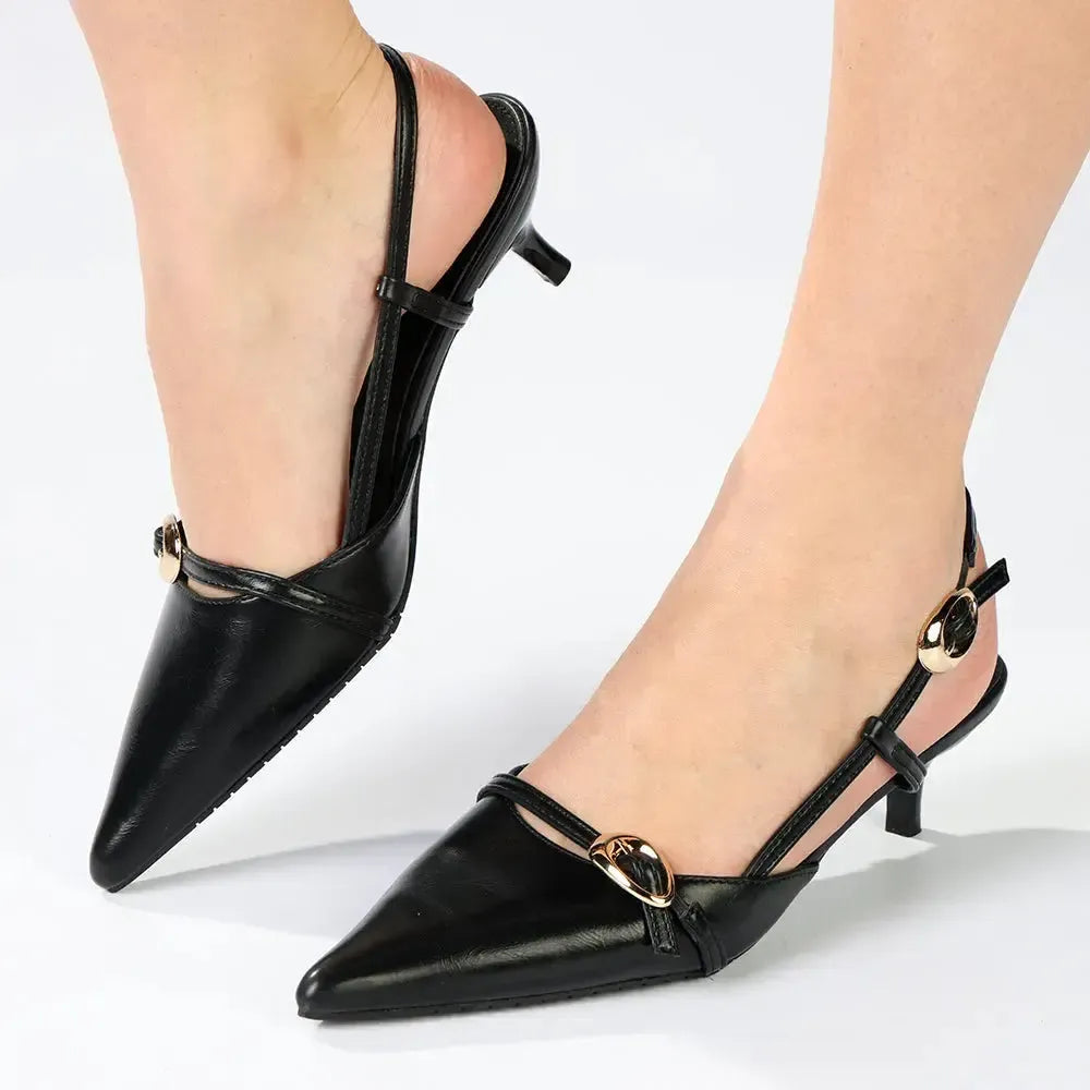 Madison Nadine Fancy Kitten Heel - Black
