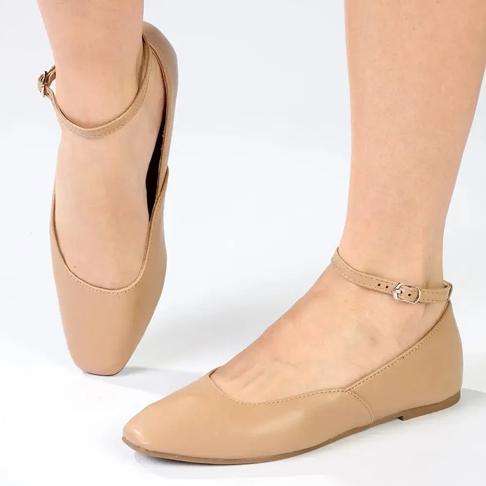 Madison Nature Pump With Ankle Tie - Dark Nude