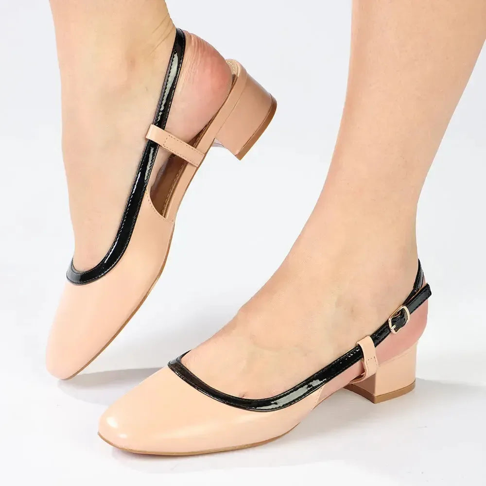 Madison Oksana Block Heel - Nude / Black