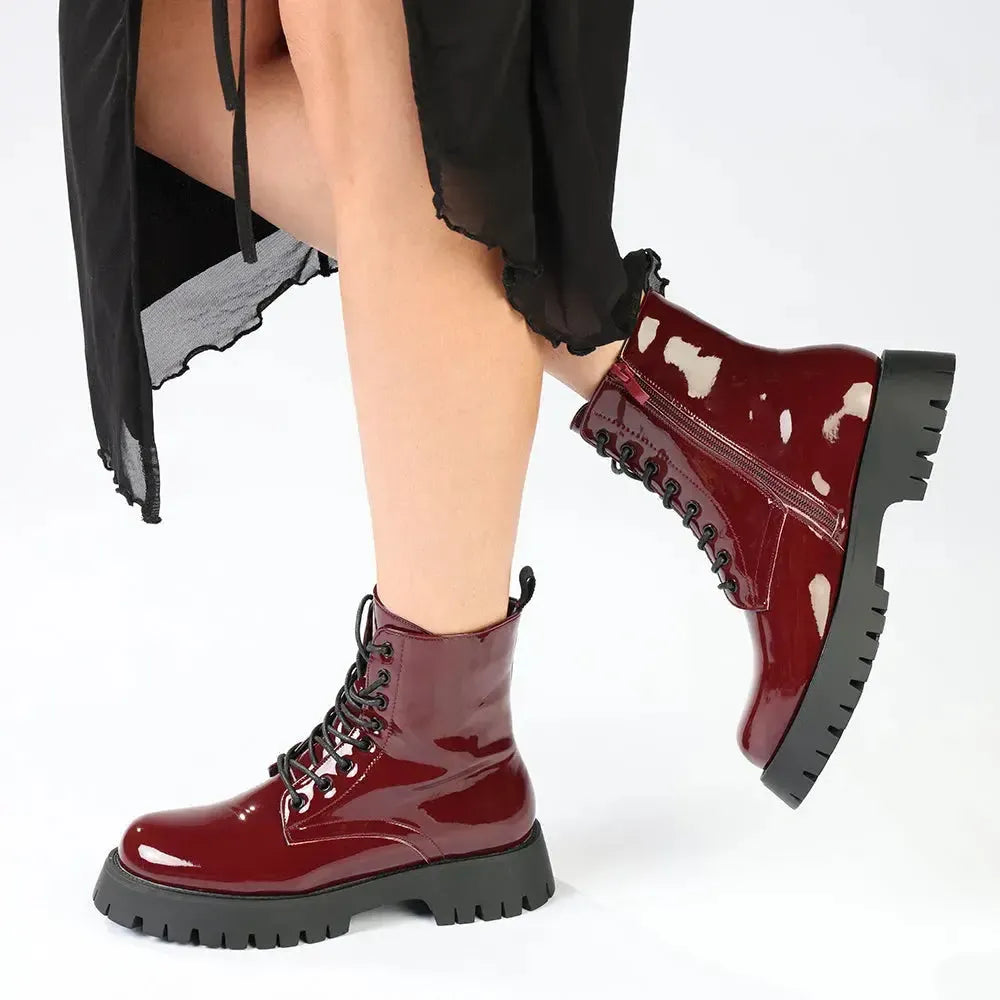 Madison Olwyn Military Boot - Burgundy
