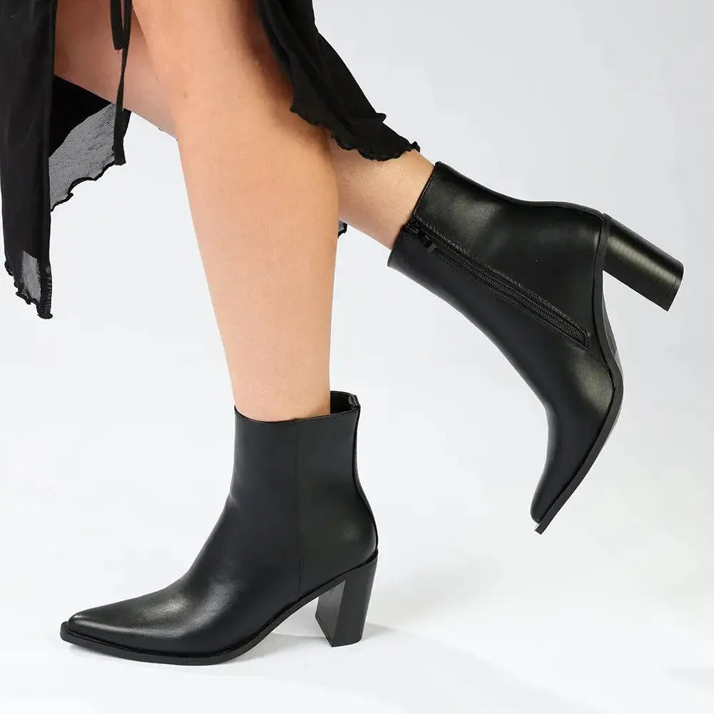Madison Olympia Slim Block Ankle Boot - Black