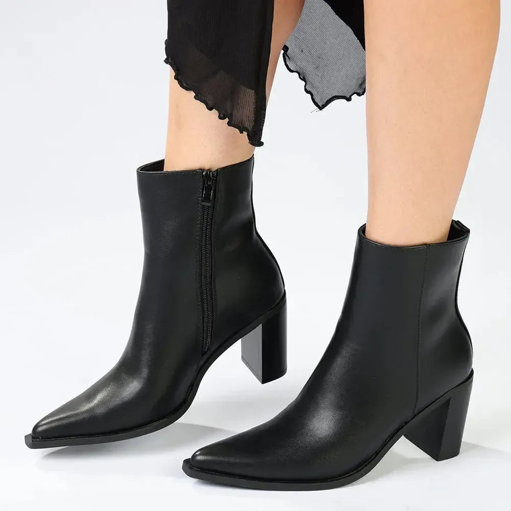 Madison Olympia Slim Block Ankle Boot - Black