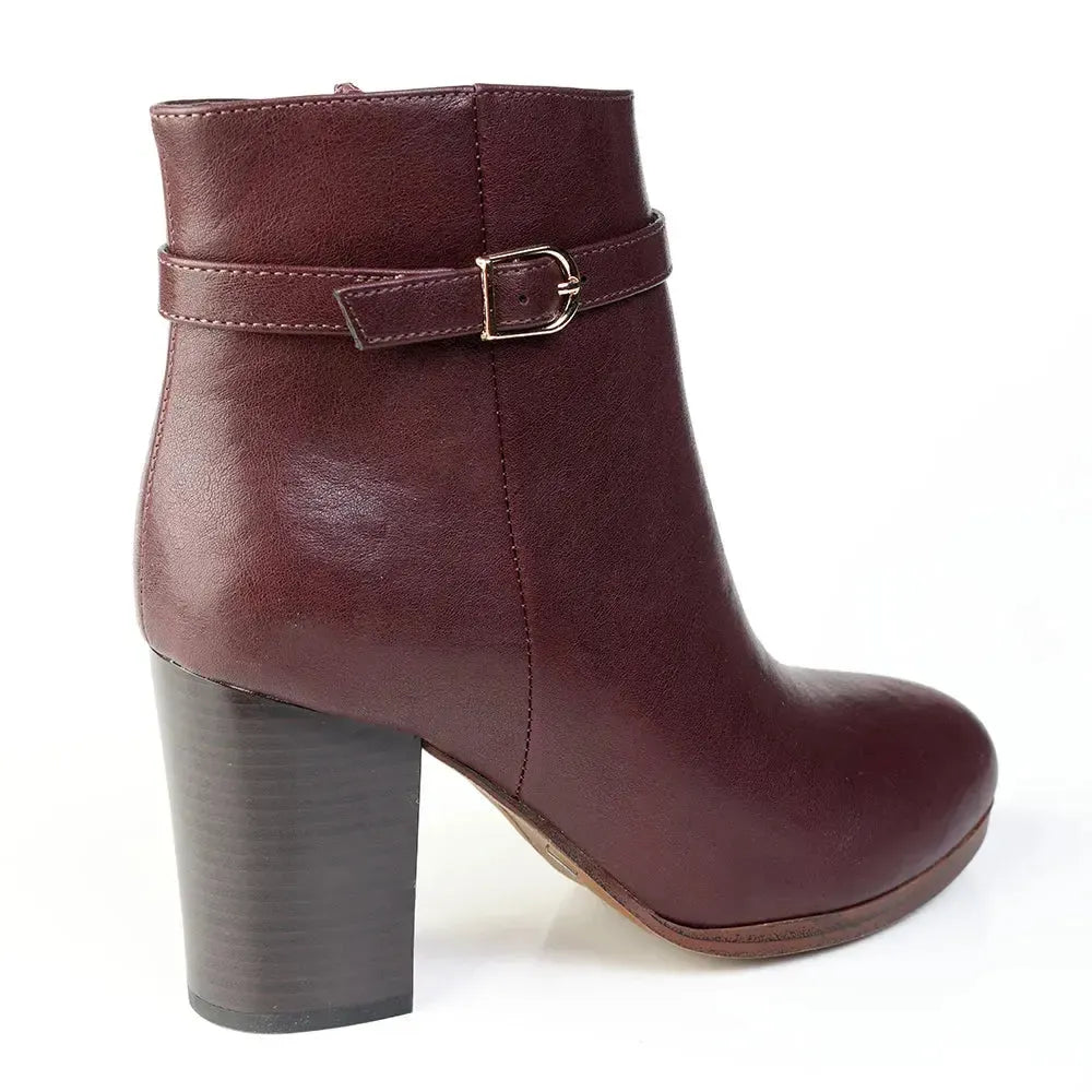 Madison Ombretta Block Heel Ankle Boot - Wine